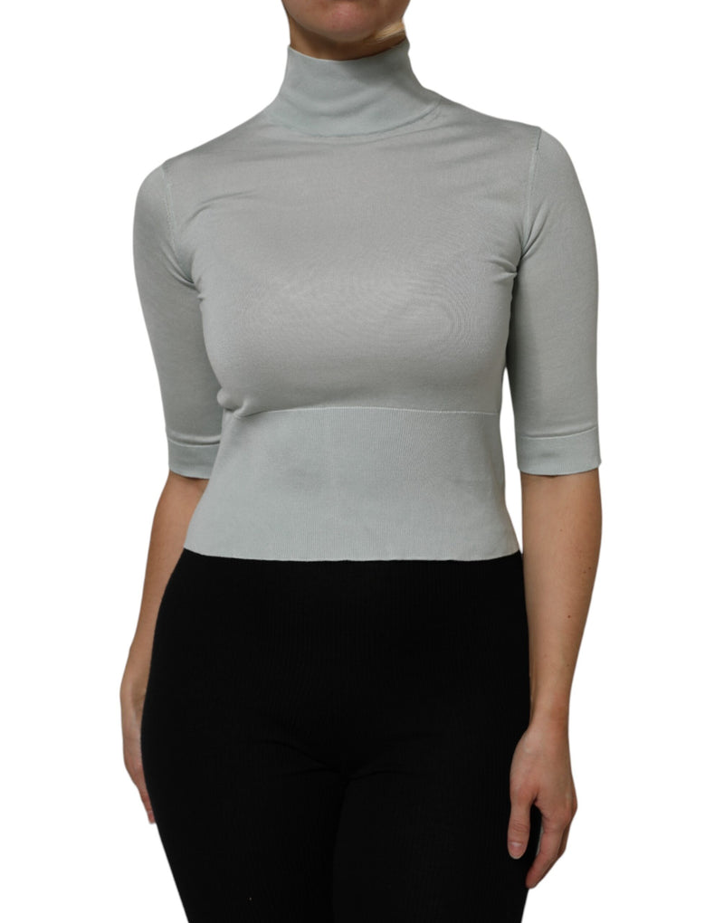 Dolce & Gabbana Pull Col Roulé Gris à Manches 3/4