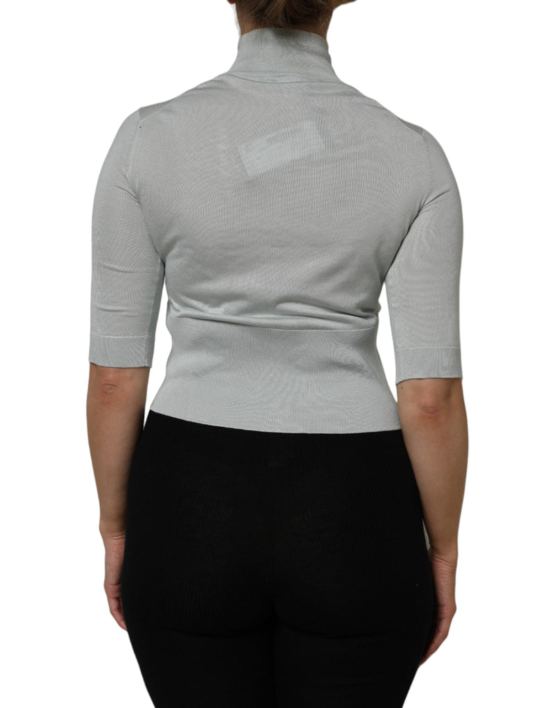 Dolce & Gabbana Pull Col Roulé Gris à Manches 3/4