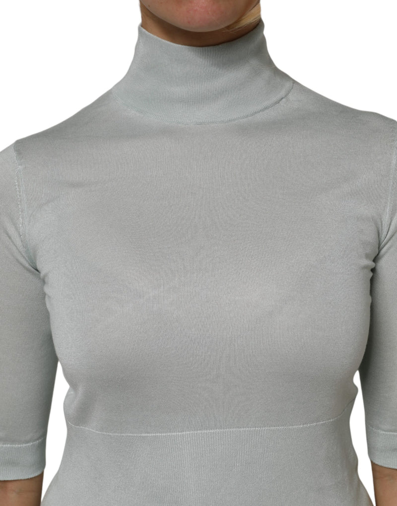 Dolce & Gabbana Pull Col Roulé Gris à Manches 3/4
