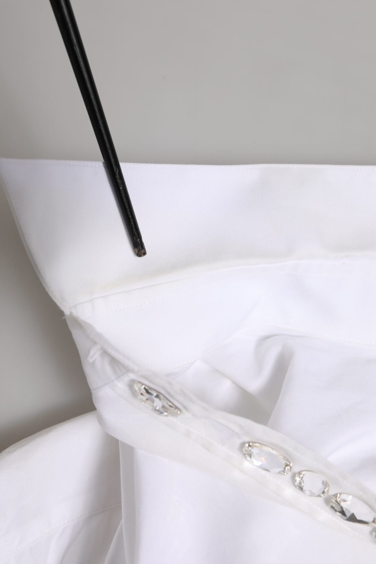 Dolce & Gabbana White Crystal Embellished Dress Shirt