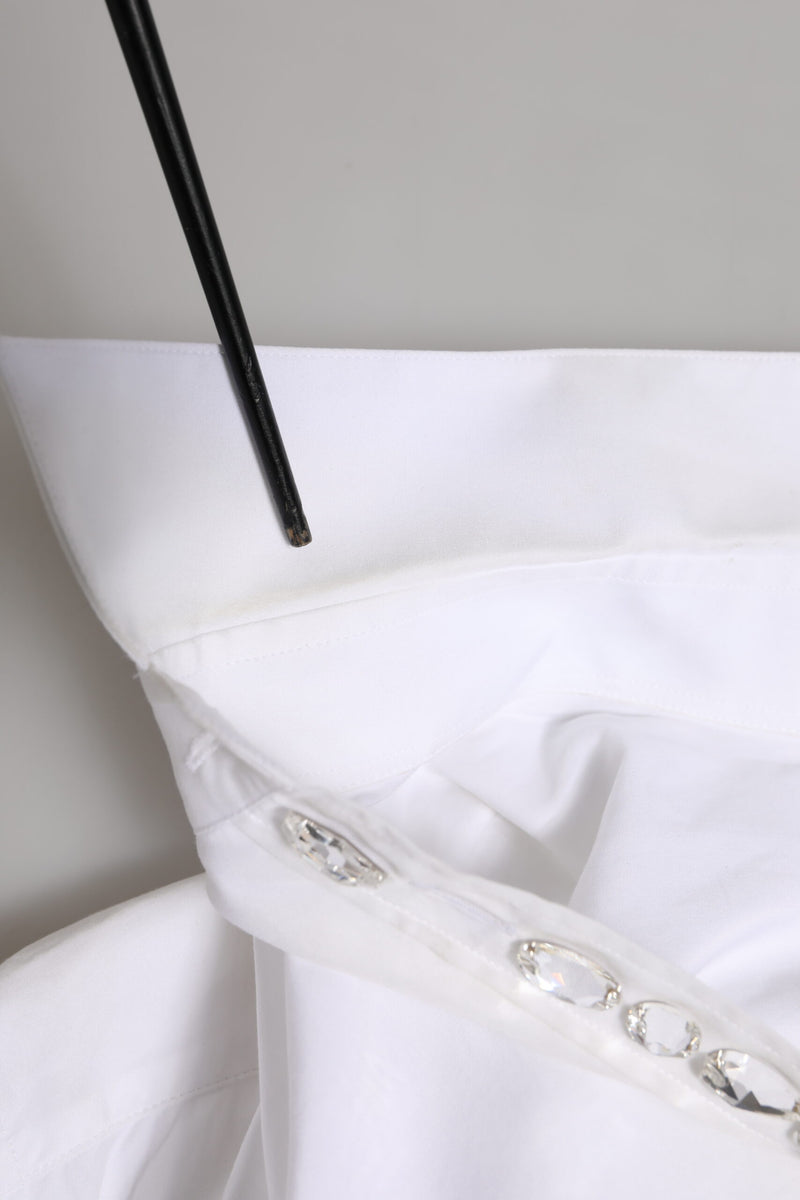 Dolce & Gabbana White Crystal Embellished Dress Shirt