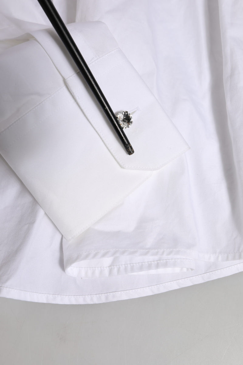 Dolce & Gabbana White Crystal Embellished Dress Shirt