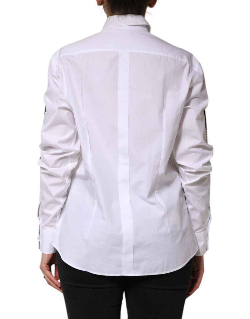 Dolce & Gabbana White Crystal Embellished Dress Shirt