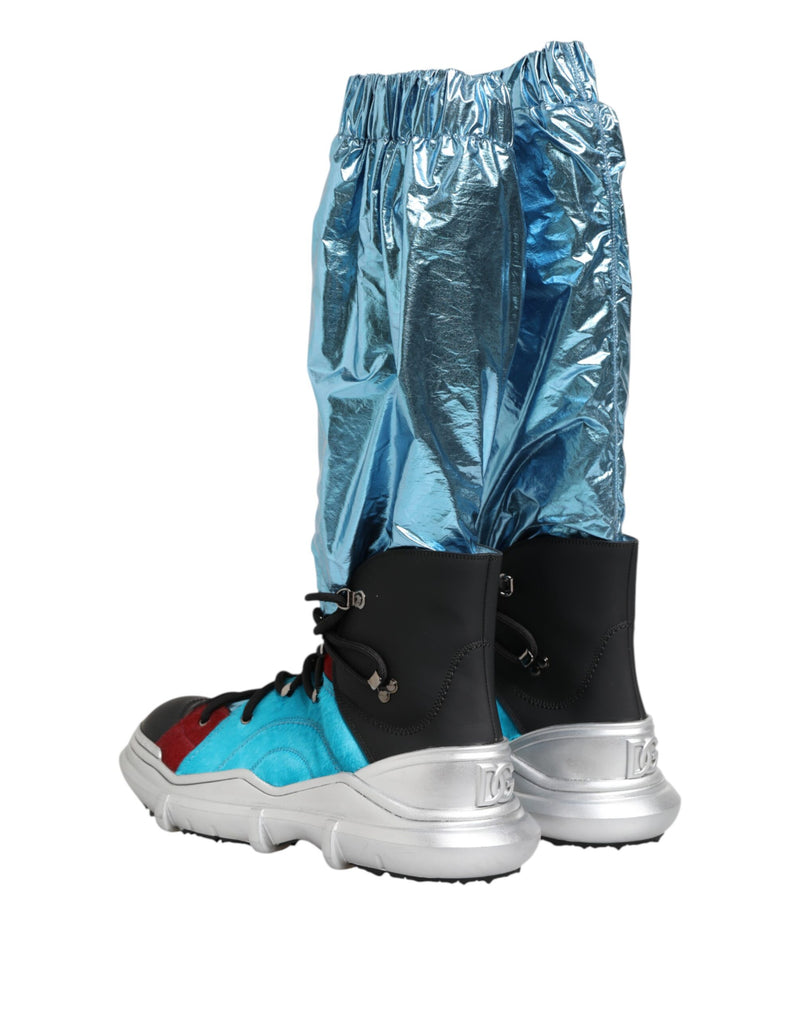 Dolce & Gabbana Blue Lace Up Over The Knee Socks Boots