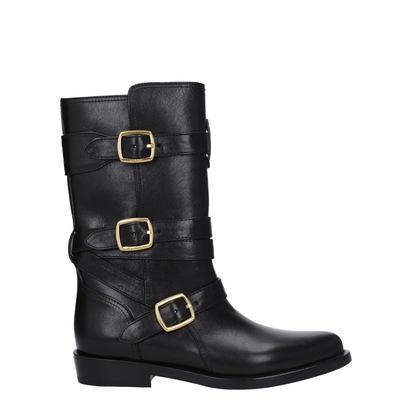 Bottines plates en cuir noir de Céline
