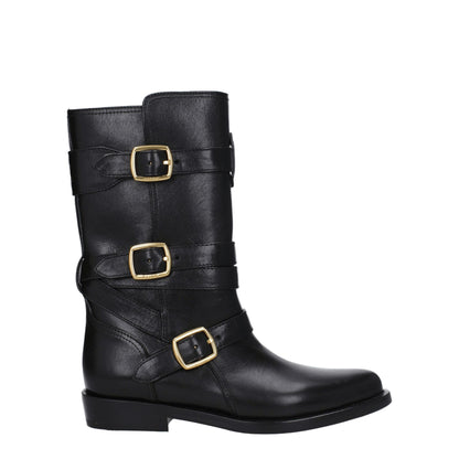 Bottines plates en cuir noir de Céline