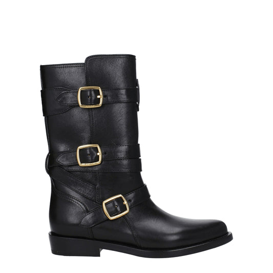Bottines plates en cuir noir de Céline