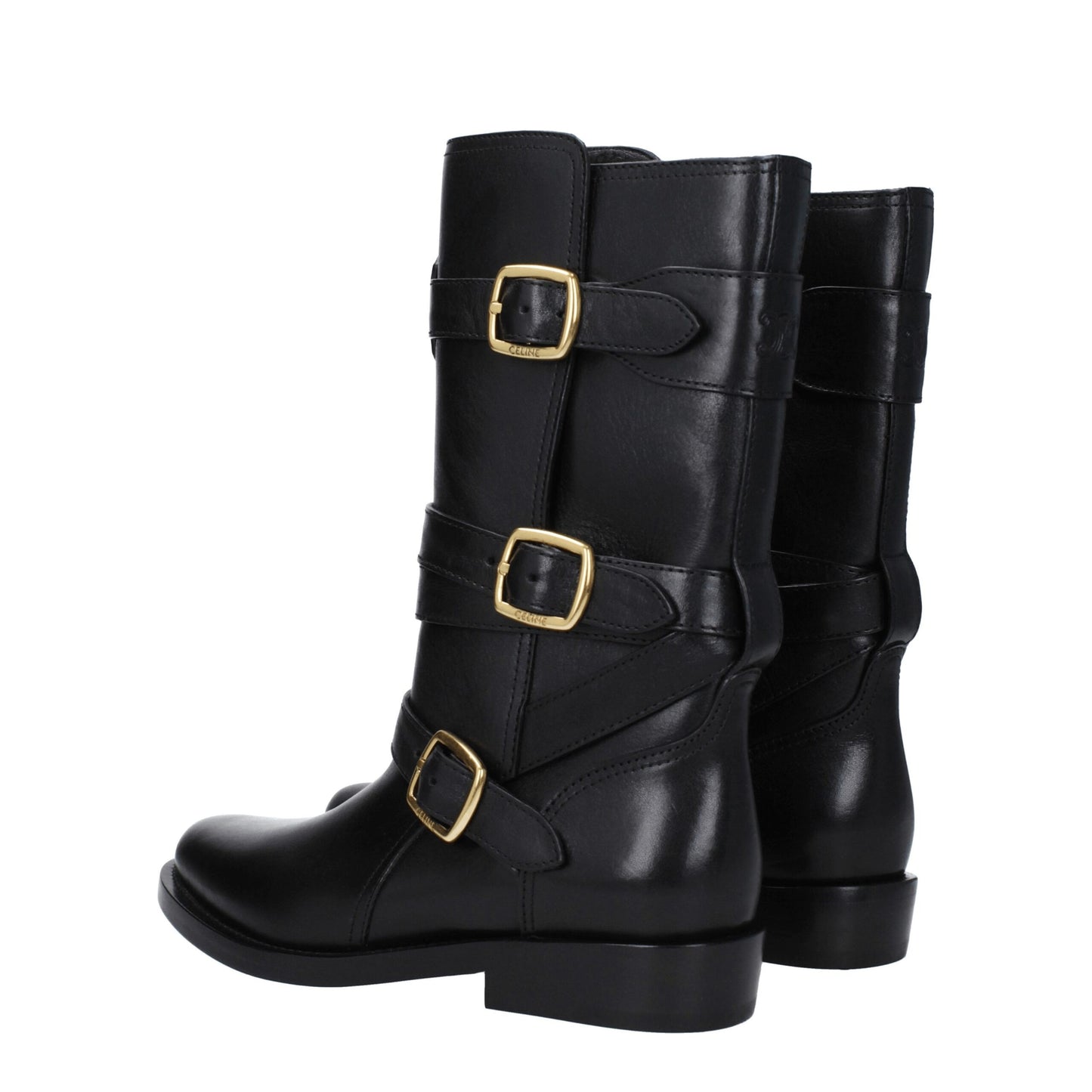 Bottines plates en cuir noir de Céline