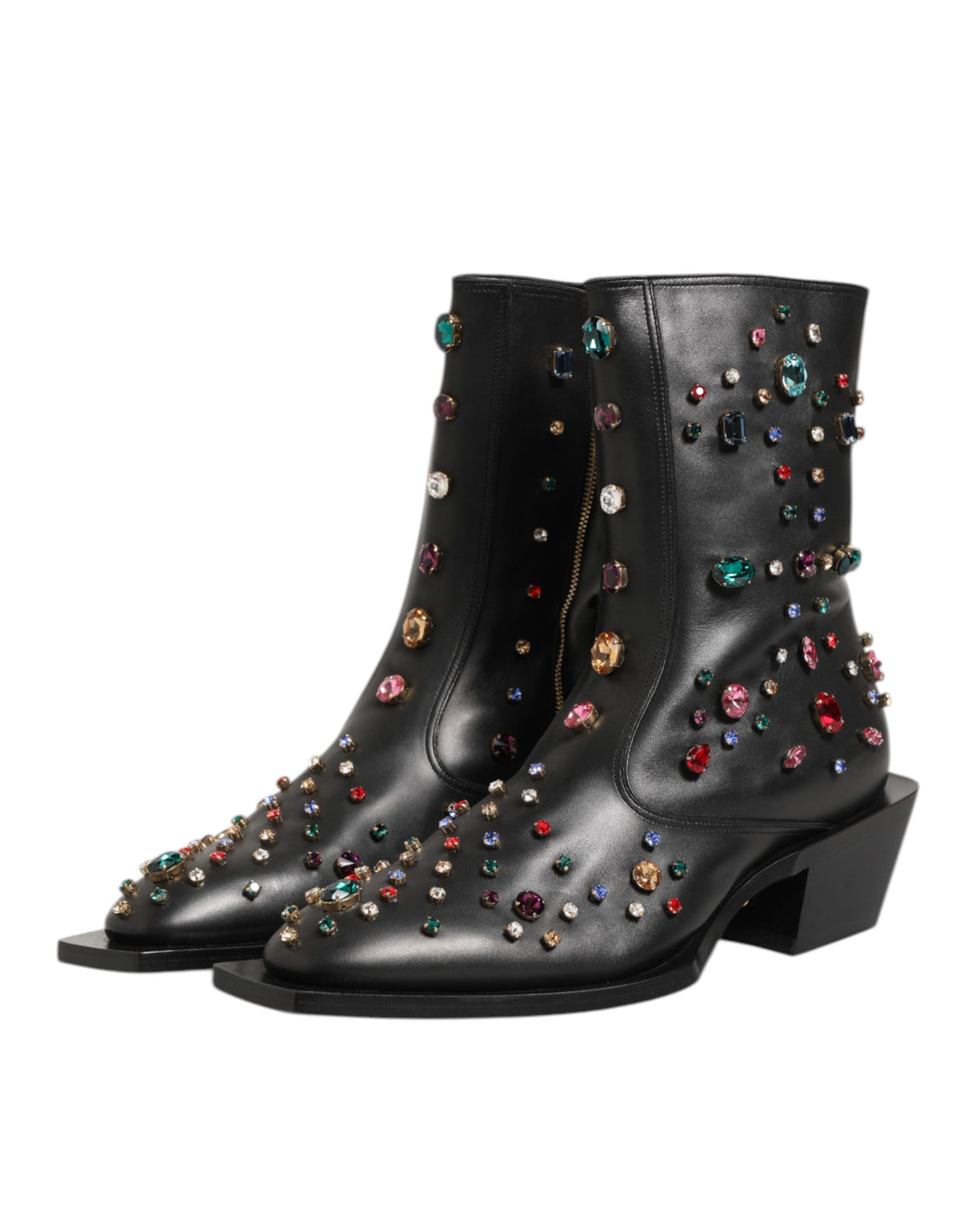 Dolce & Gabbana Black Crystal Embellished Short Boots for Men
