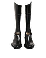 Dolce & Gabbana Black Logo Plaque Over The Calf Boots