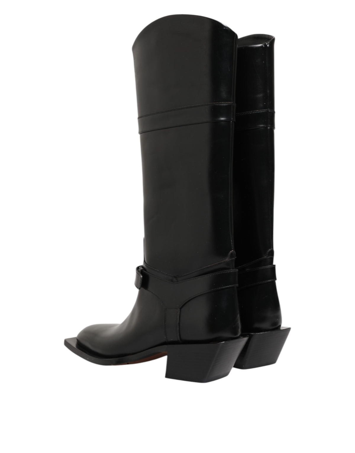 Dolce & Gabbana Black Logo Plaque Over The Calf Boots