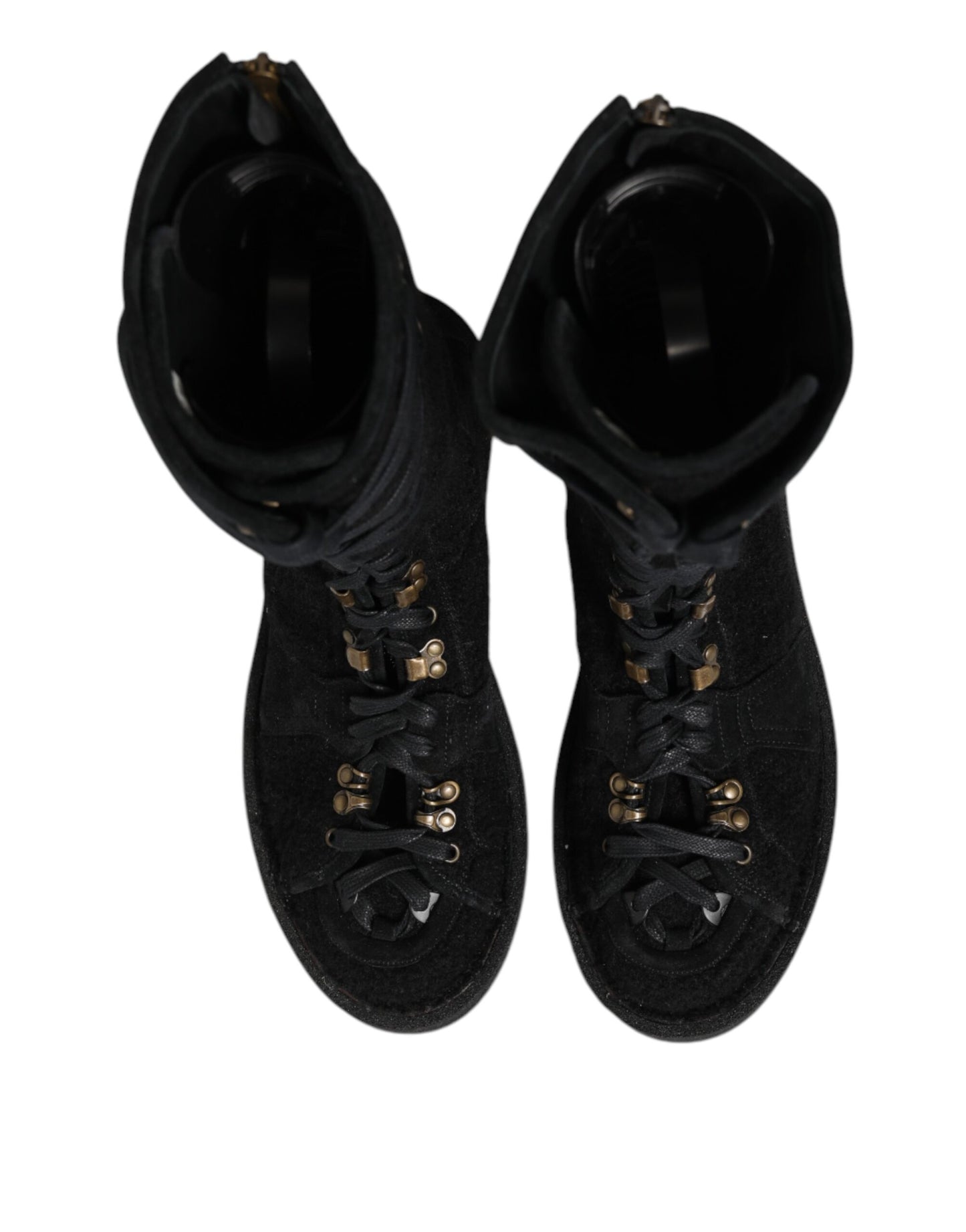 Bottines mi-mollet en daim et laine d'alpaga noire Dolce &amp; Gabbana