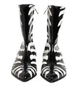 Dolce & Gabbana Black and White Zebra Leather Mid Calf Boots