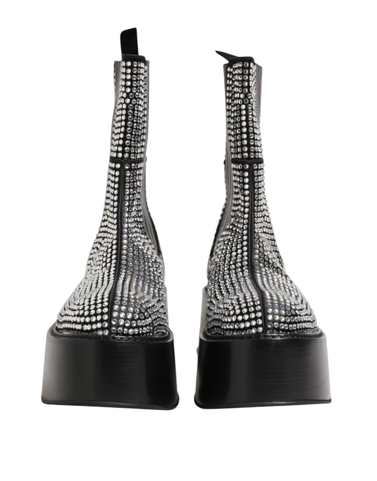Dolce & Gabbana Bottes Courtes Mi-Mollet Noires en Cristaux Strass
