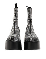 Dolce & Gabbana Bottes Courtes Mi-Mollet Noires en Cristaux Strass
