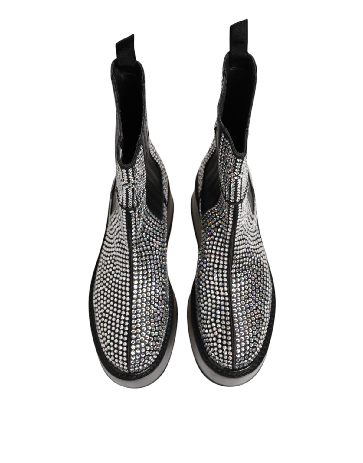 Dolce & Gabbana Bottes Courtes Mi-Mollet Noires en Cristaux Strass