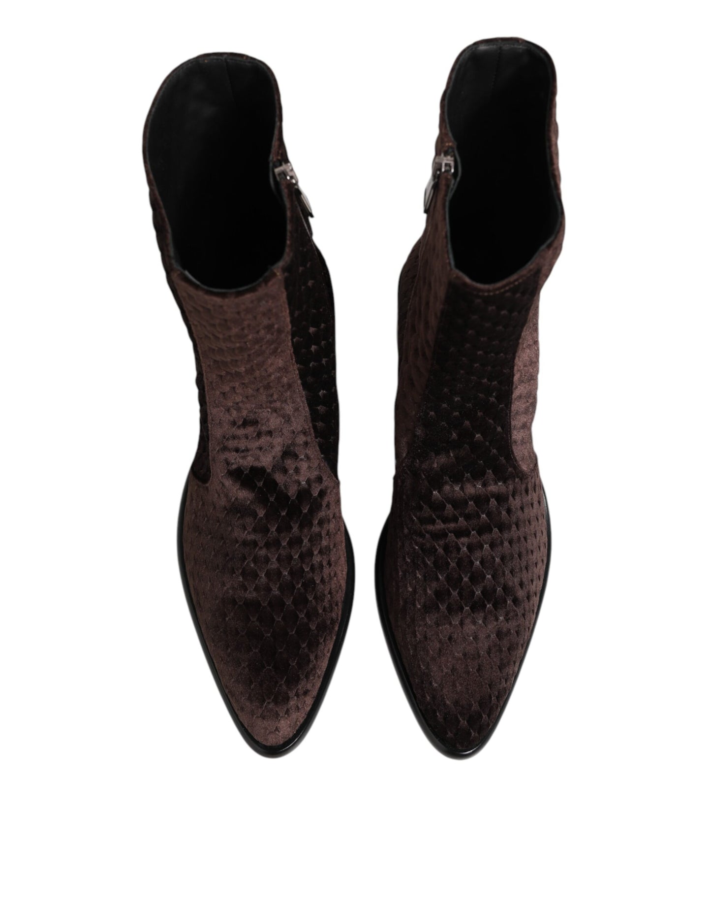 Dolce &amp; Gabbana Bruine Katoenen Fluwelen Halfhoge Korte Laarzen