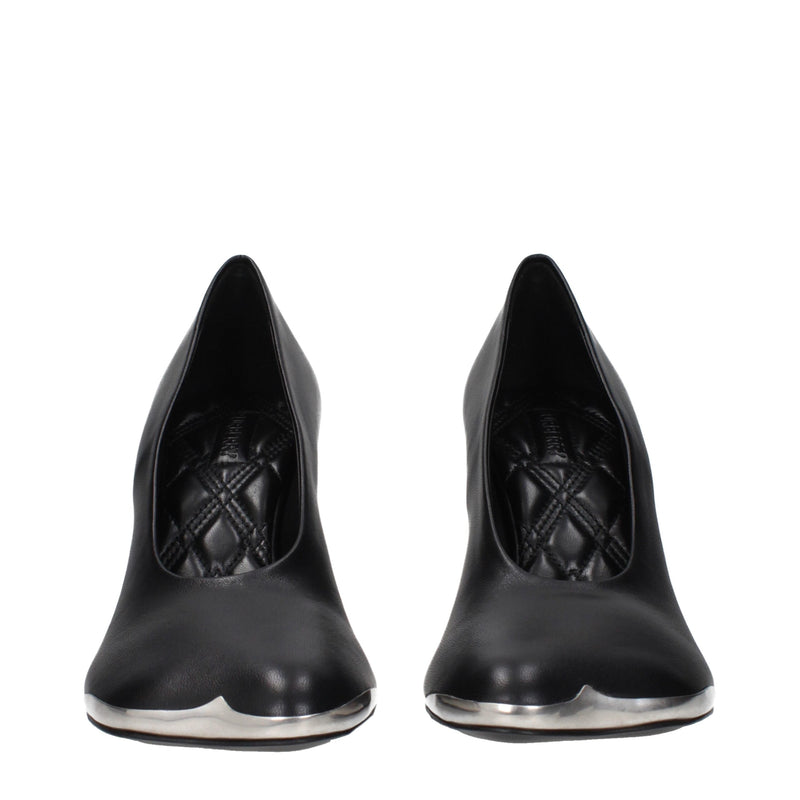 Burberry Black Leather High Heel Pumps - Elegant Footwear