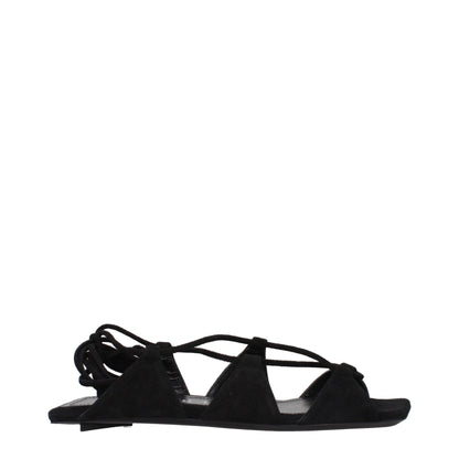 Les sandales plates en cuir noir The Attico