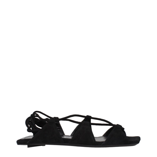 Les sandales plates en cuir noir The Attico