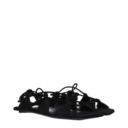 Les sandales plates en cuir noir The Attico