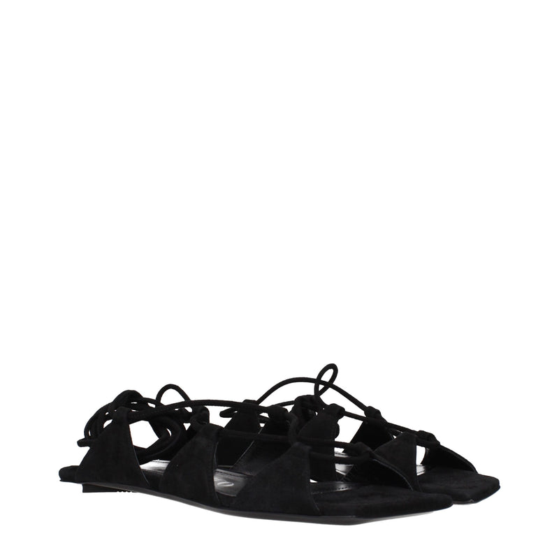 The Attico Black Leather Flat Sandals - Elegance and Comfort