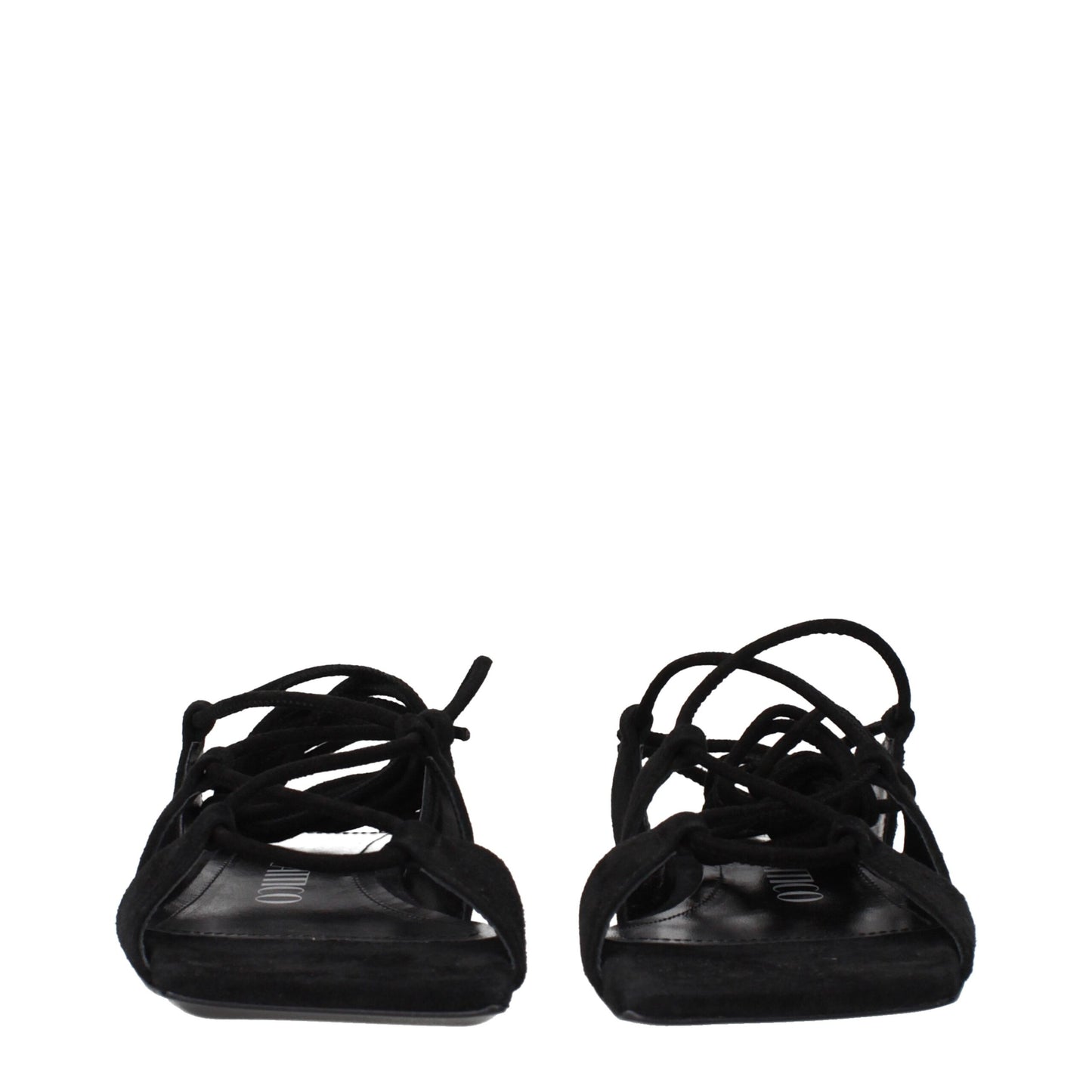 Les sandales plates en cuir noir The Attico