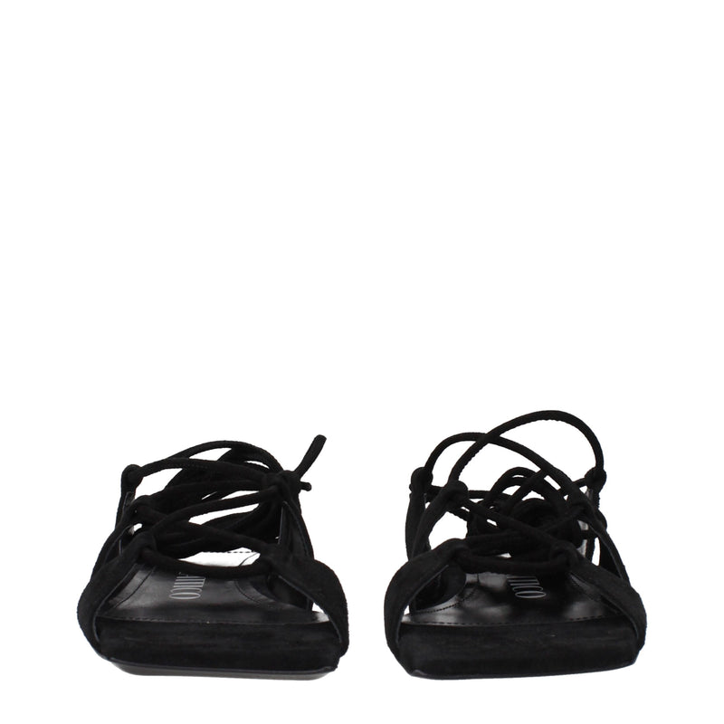 The Attico Black Leather Flat Sandals - Elegance and Comfort