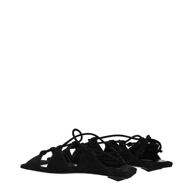 The Attico Black Leather Flat Sandals - Elegance and Comfort