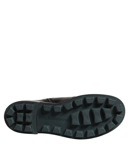 Bottines motardes mi-mollet noires à plaque logo Dolce &amp; Gabbana