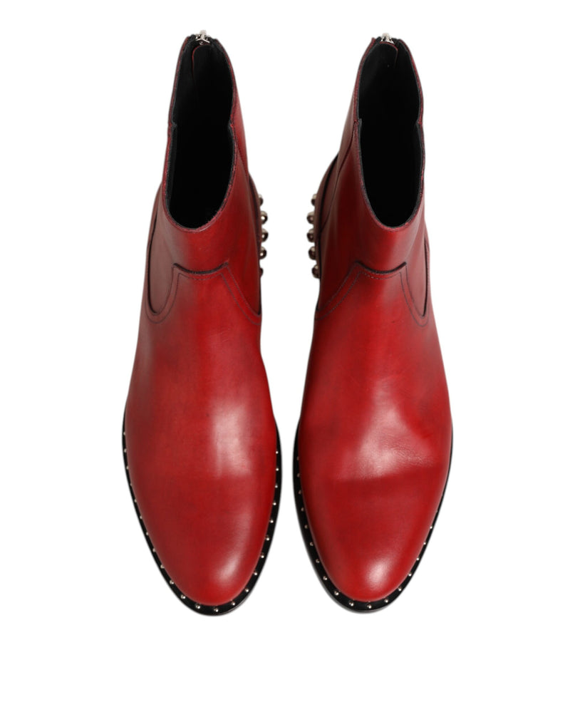 Dolce & Gabbana Red Studded Chelsea Ankle Boots