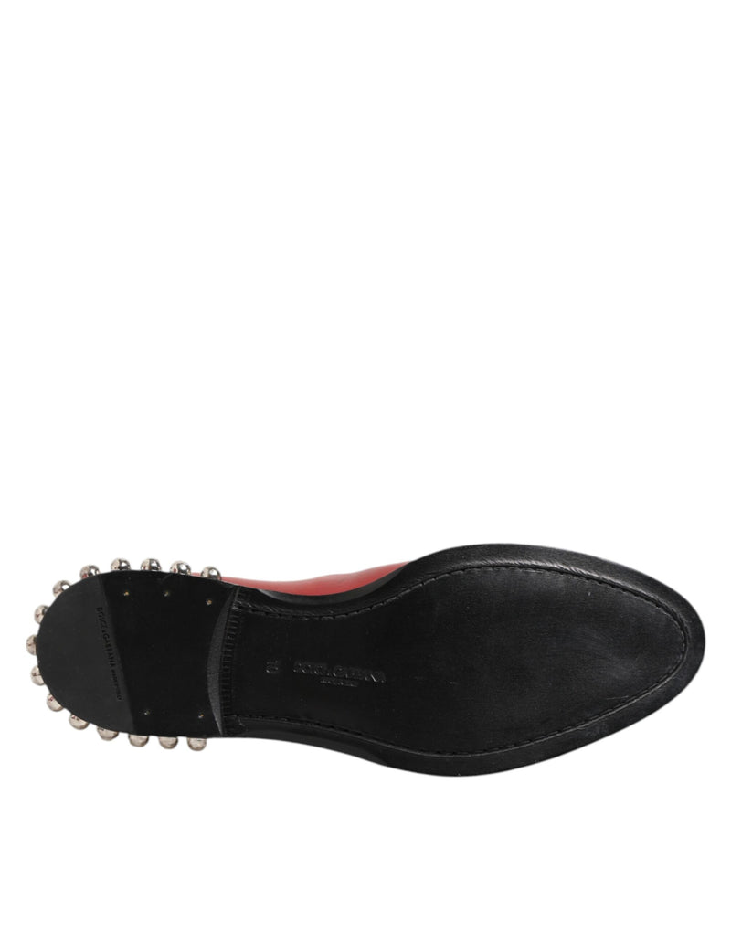Dolce & Gabbana Red Studded Chelsea Ankle Boots