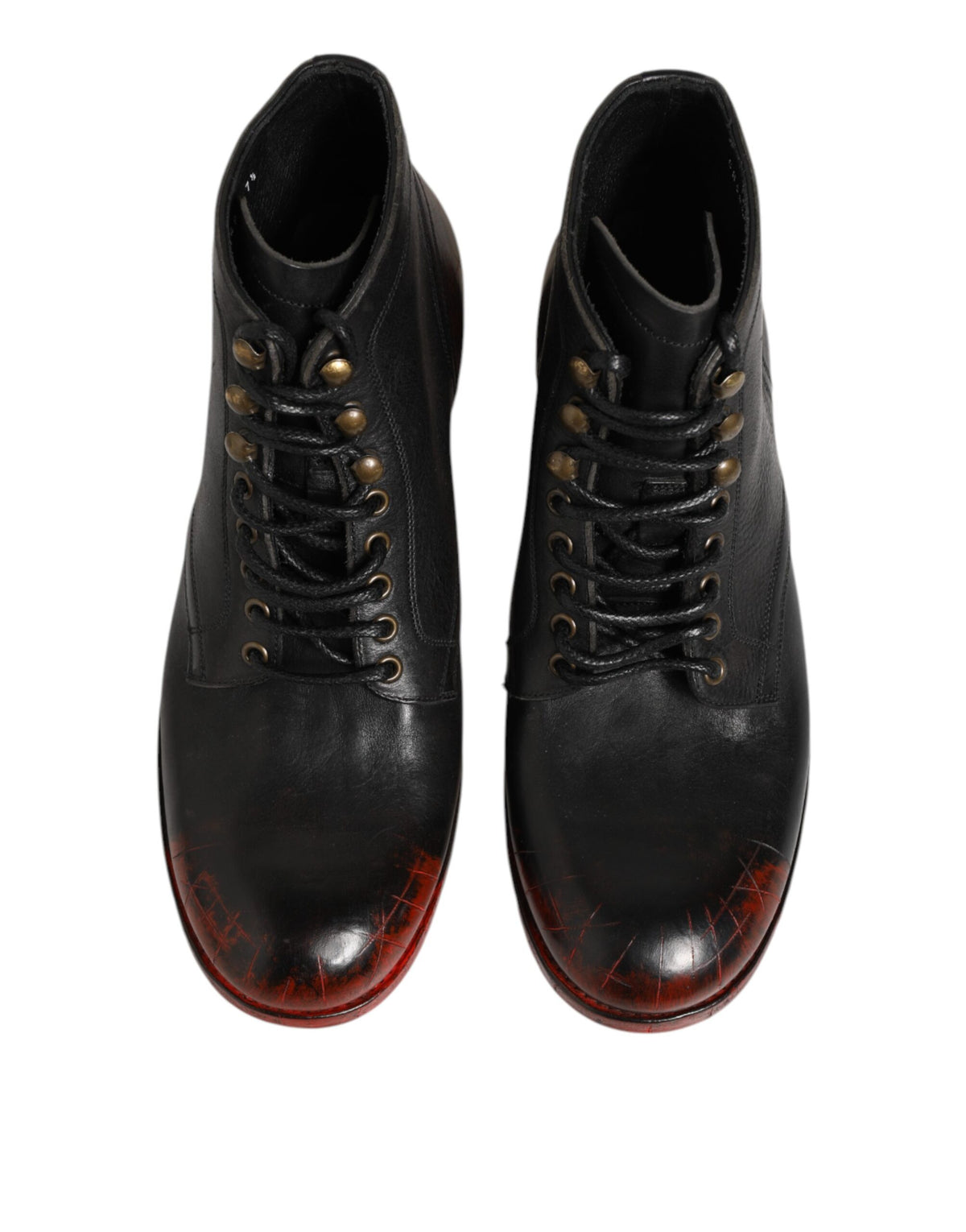 Dolce & Gabbana Bottines Courtes Lacées Noires et Rouges