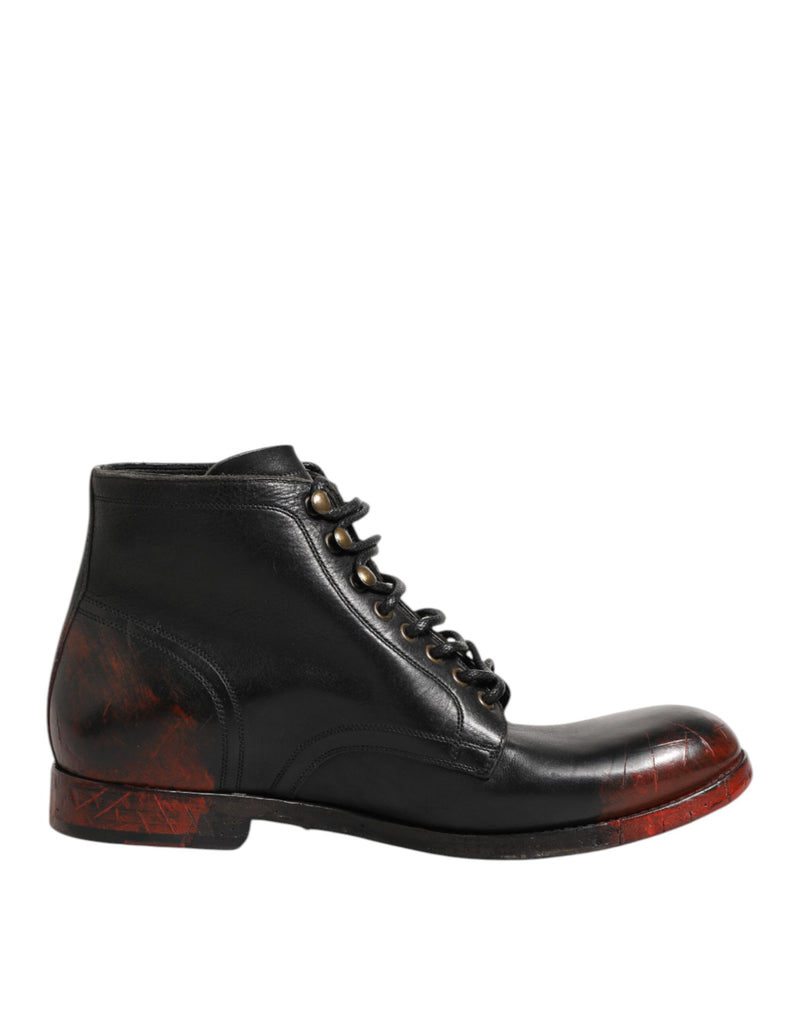 Dolce & Gabbana Bottines Courtes Lacées Noires et Rouges