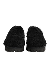 Dolce & Gabbana Black Fur Leather Slippers for Men