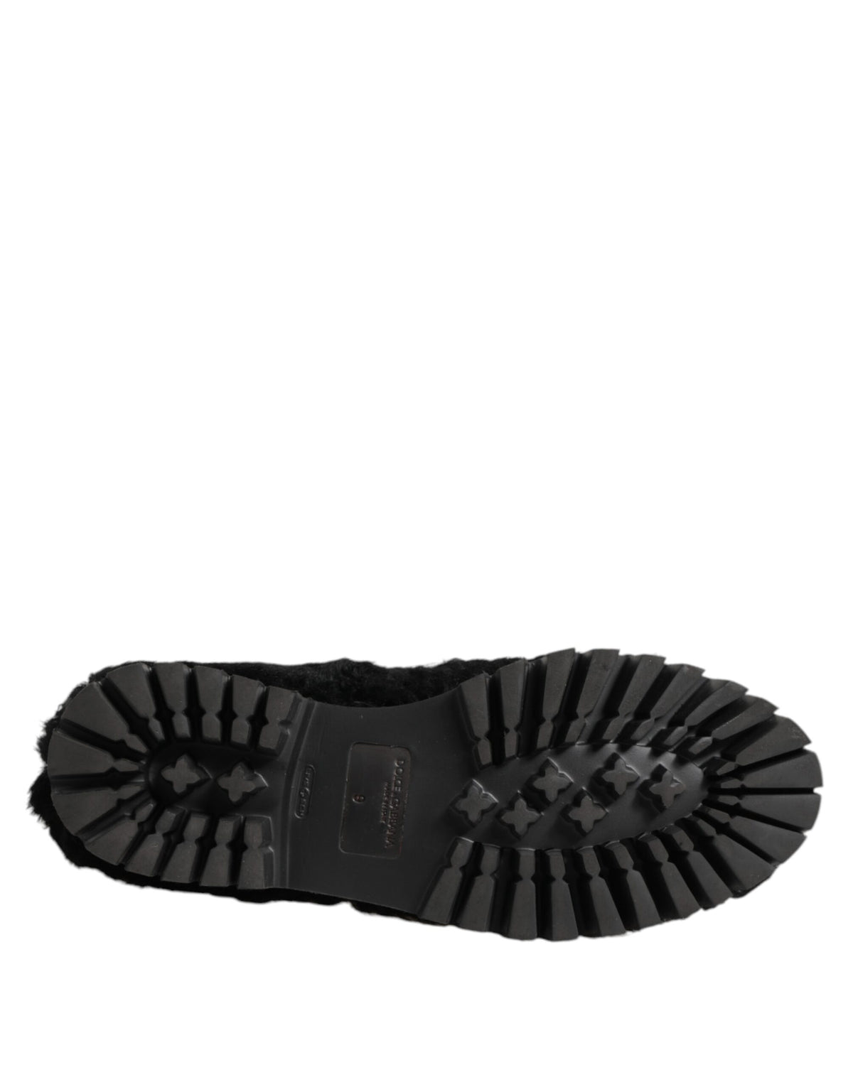 Dolce & Gabbana Black Fur Leather Slippers for Men