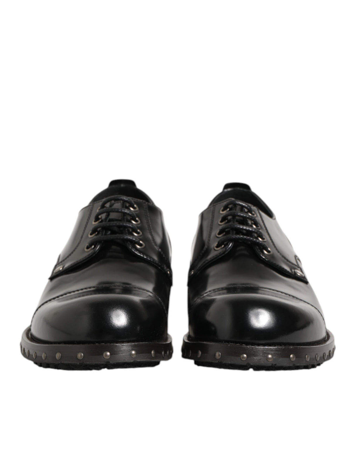 Dolce & Gabbana Derby Shoes en Cuir Noir à Clous pour Hommes