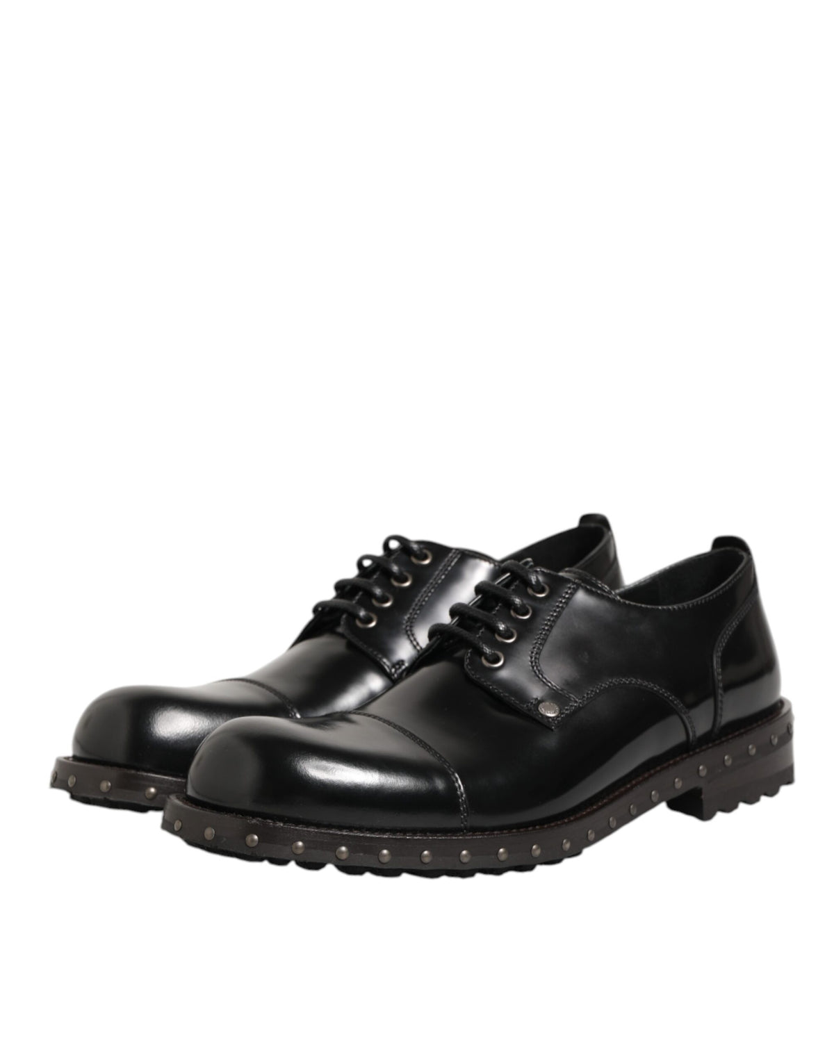 Dolce & Gabbana Derby Shoes en Cuir Noir à Clous pour Hommes