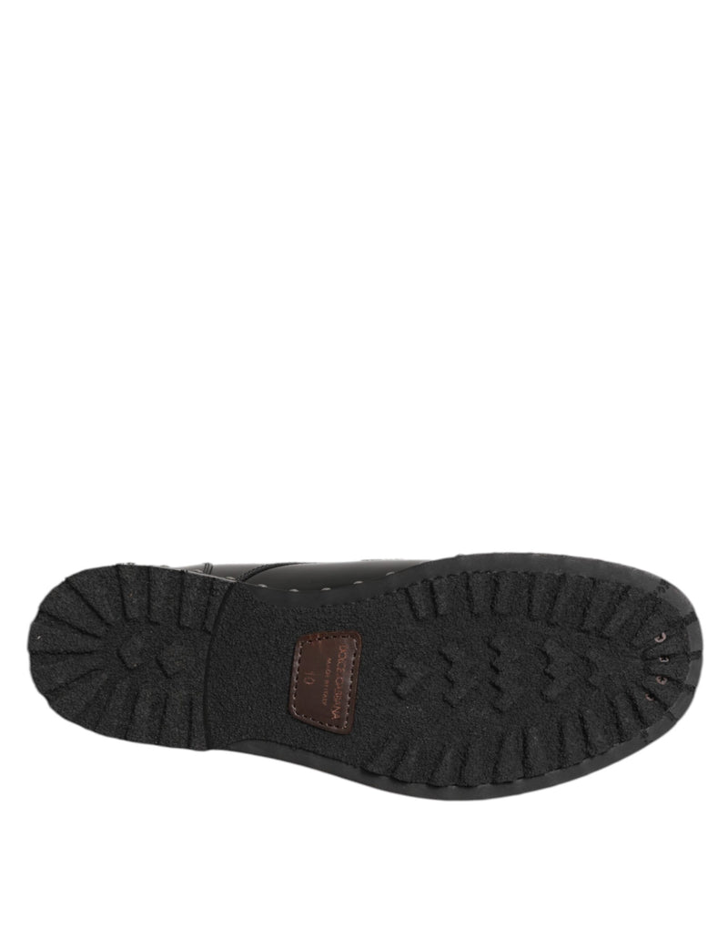 Dolce & Gabbana Black Leather Studded Derby Shoes for Men