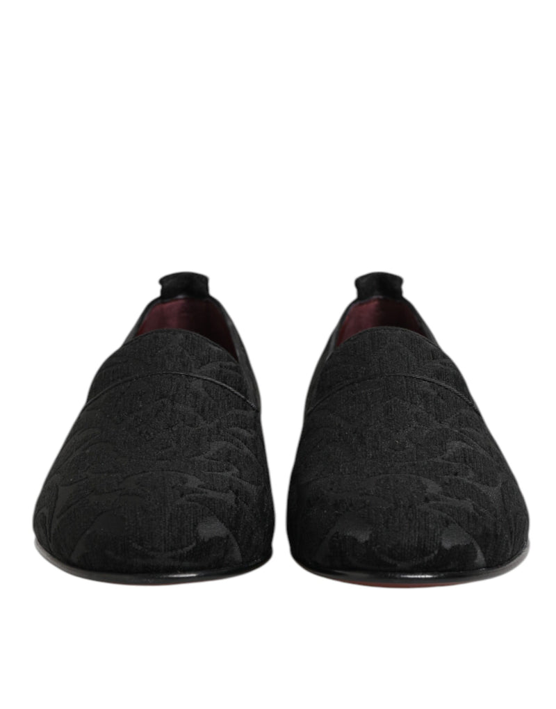 Dolce & Gabbana Black Brocade Loafers for Men - Slip-On Dress Shoes