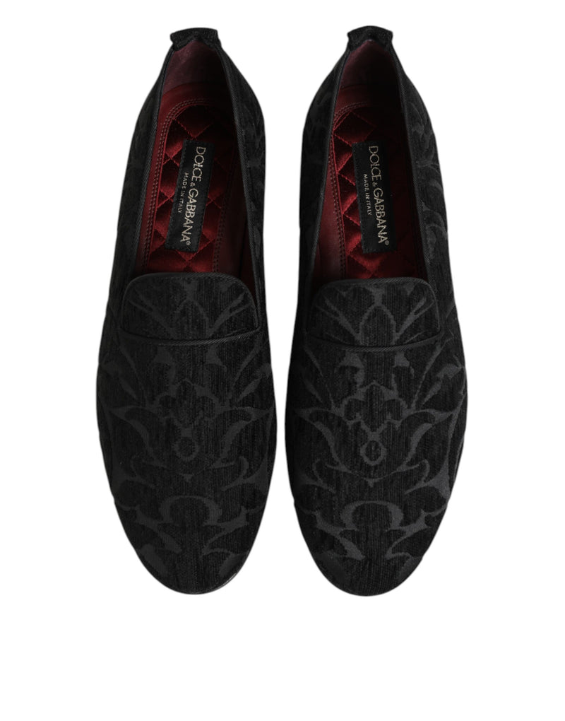 Dolce & Gabbana Black Brocade Loafers for Men - Slip-On Dress Shoes