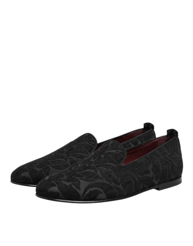Dolce & Gabbana Black Brocade Loafers for Men - Slip-On Dress Shoes
