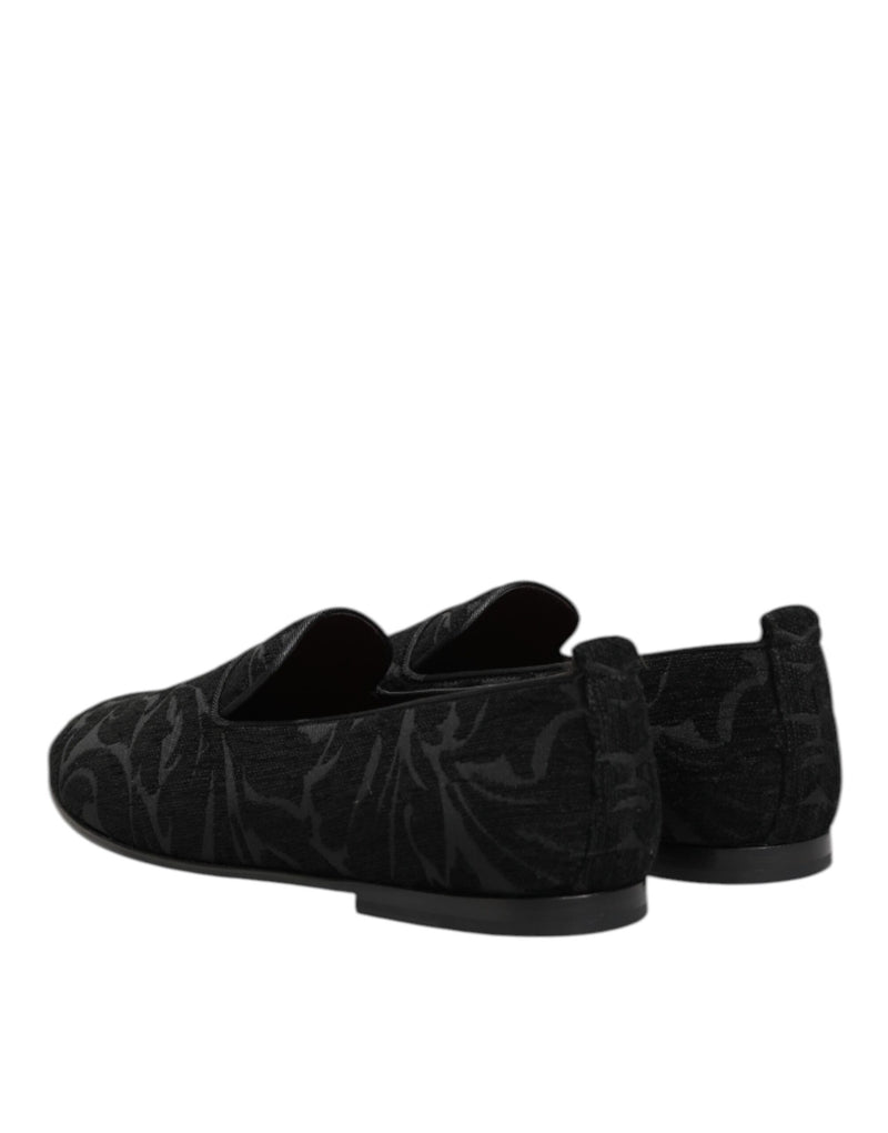 Dolce & Gabbana Black Brocade Loafers for Men - Slip-On Dress Shoes