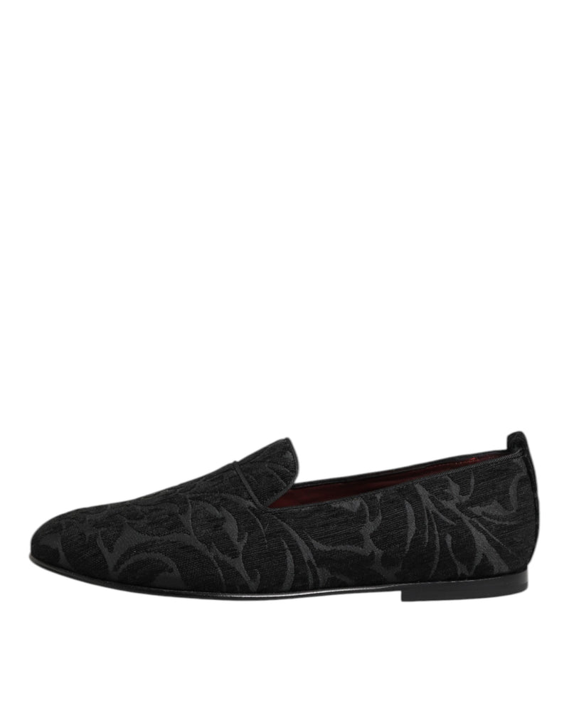 Dolce & Gabbana Black Brocade Loafers for Men - Slip-On Dress Shoes