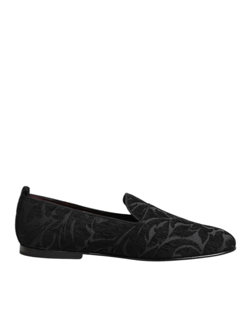 Dolce & Gabbana Black Brocade Loafers for Men - Slip-On Dress Shoes
