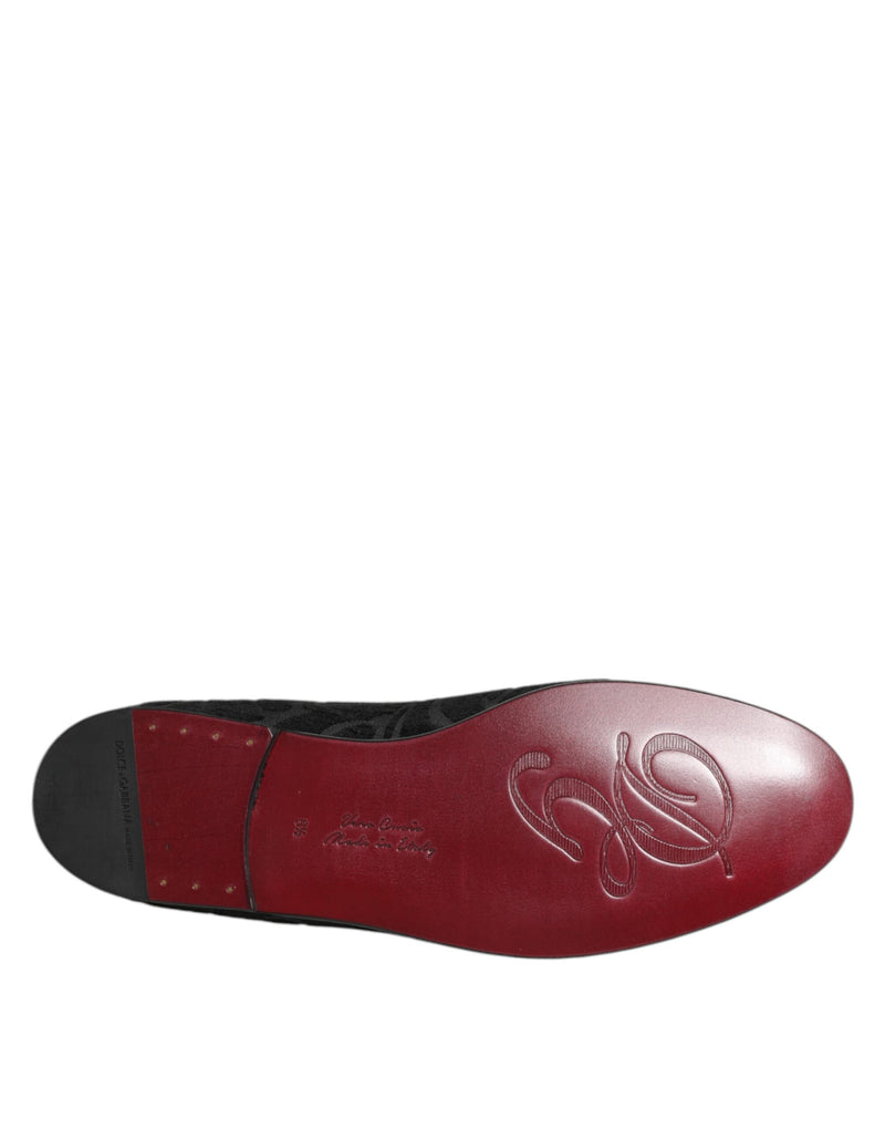 Dolce & Gabbana Black Brocade Loafers for Men - Slip-On Dress Shoes
