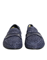Dolce & Gabbana Blue Woven Leather Slip On Loafers for Men