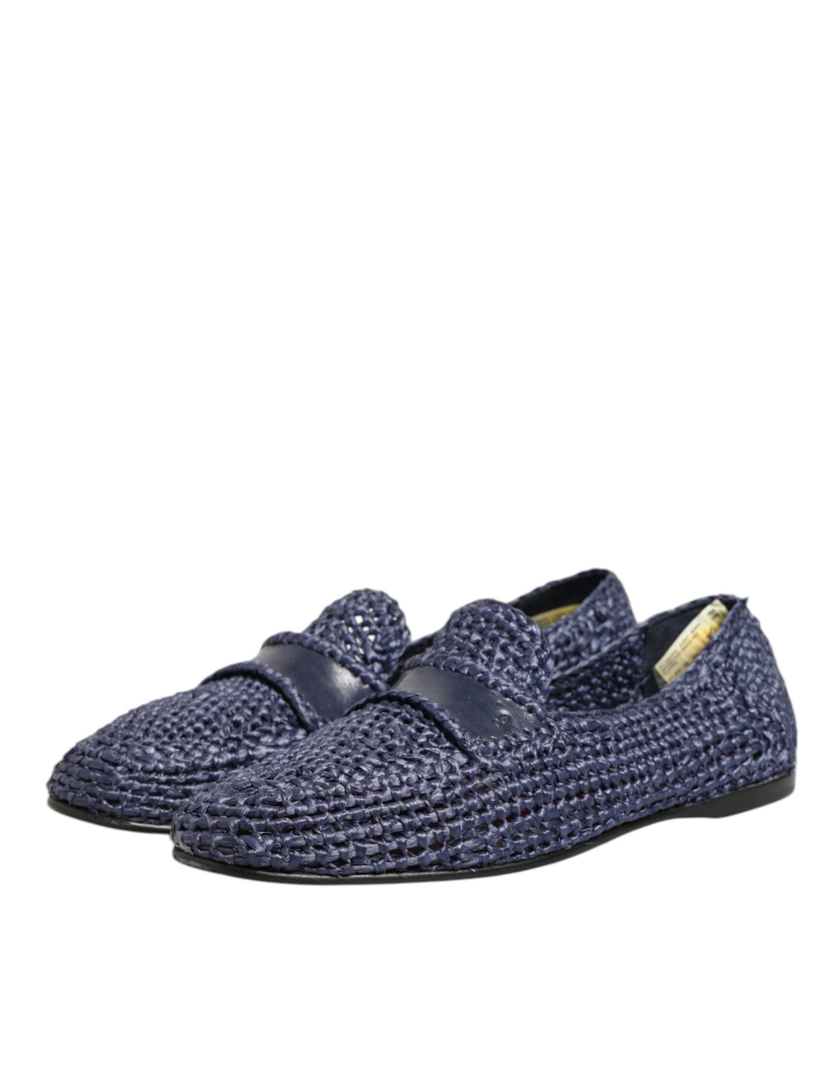 Dolce & Gabbana Blue Woven Leather Slip On Loafers for Men