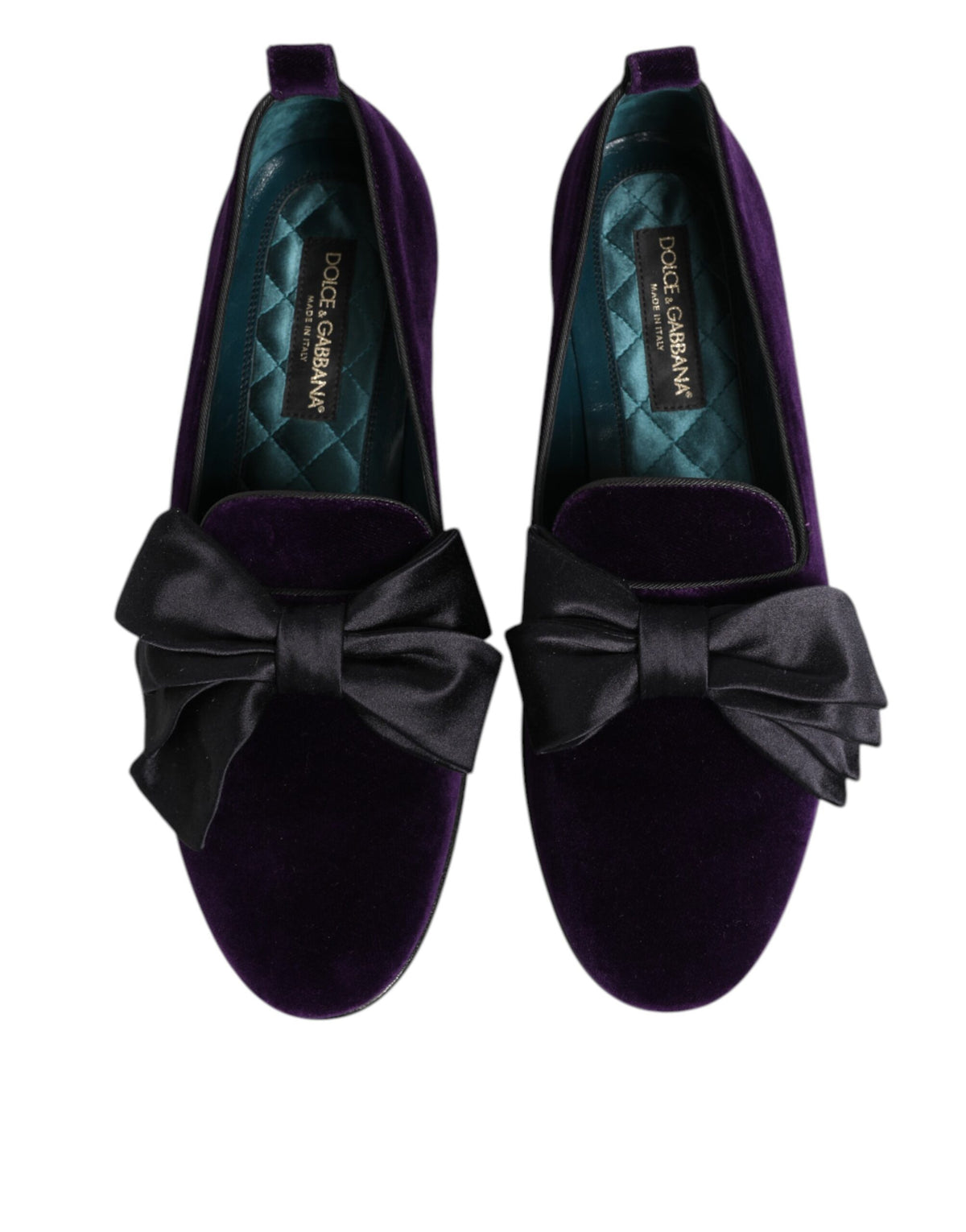 Dolce & Gabbana Purple Suede Cotton Bow Slip On Loafers