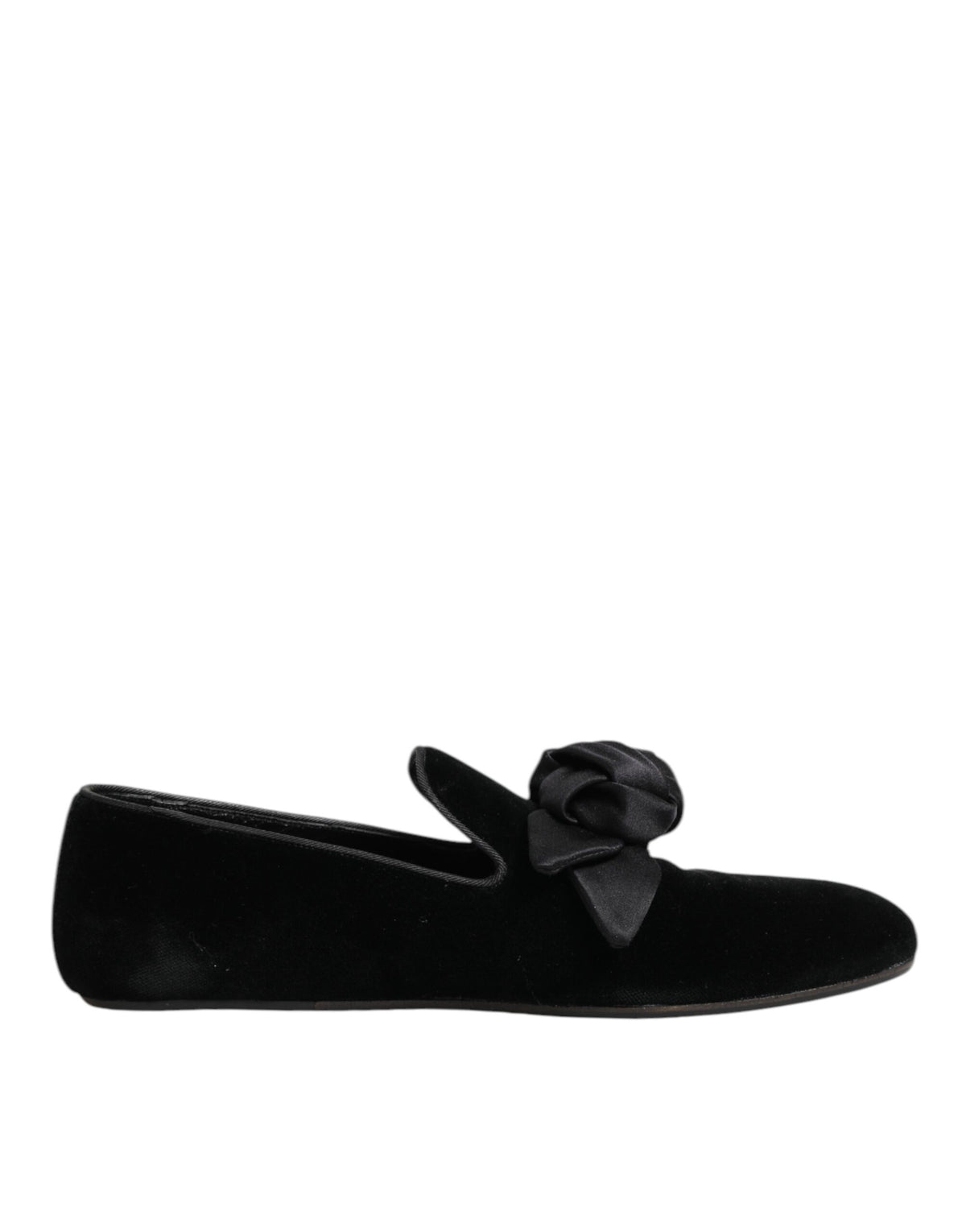 Dolce & Gabbana Black Suede Cotton Rose Slip-On Loafers
